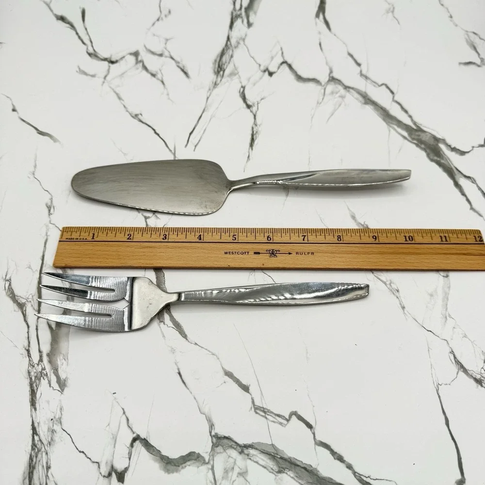 Vintage Crestmark Stainless Serving Set 2Pc MCM Japan Fork Pie Cake‎ Server
